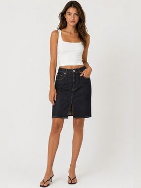 AG Adriano Goldschmied The Emery High-Rise Denim Skirt Dark Wash Size 27
